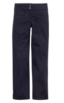 Front view of Navy Midford 7401 Girls Straight Leg School Uniform Pants