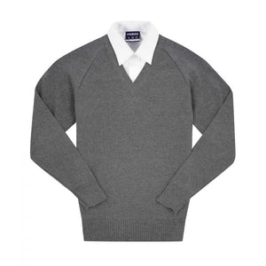 Grey School Uniform Jumper  V Neck Cotton Midford Jum3100