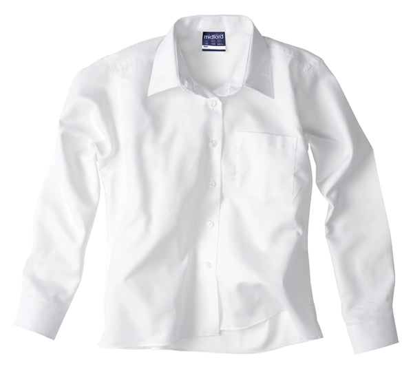 Girl's Long Sleeve White Shirt Brushed Cotton