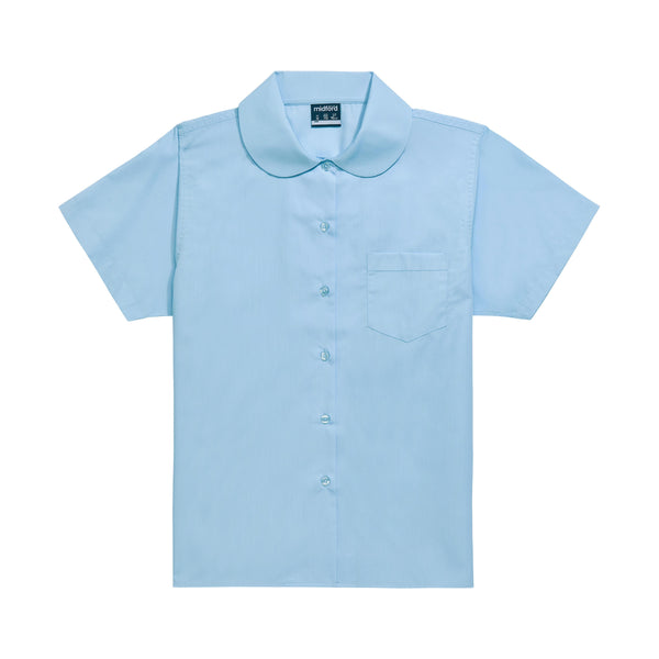 idford Girls Short Sleeve Peter Pan School Blouse 5045 Sky Blue