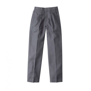 Front view Midford Mens Extendable School Pants in Dark Grey Melange – discreet waistband, tailored fit, durable trousers.