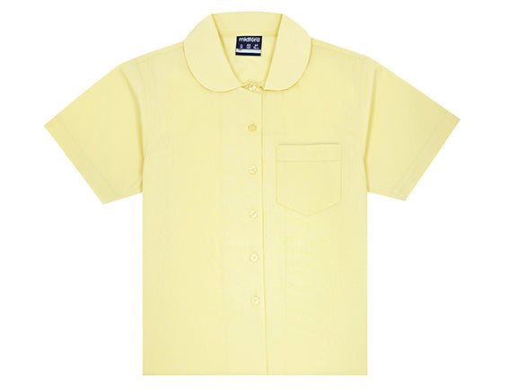 Midford Girls Peter Pan Blouse in lemon – classic school blouse with Peter Pan collar, durable polyester/cotton. 5045 