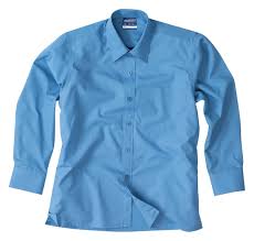 Boys Long Sleeve Brushed Poly/Cotton School Shirt in School Blue – warm brushed fabric, long-lasting Midford school shirt.