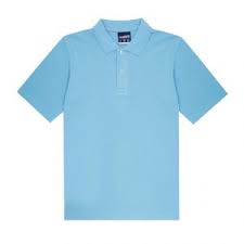 Front view : Midford Premium Polo Shirt in sky blue – unisex short sleeve, UPF50+, durable polyester-cotton