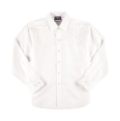  Boys Long Sleeve Brushed Poly/Cotton School Shirt in White – brushed fabric for warmth, durable school uniform shirt.